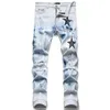 Mężczyźni w trudnej sytuacji dżinsy Nowe chude motocyklowe motocyklista Slim Denim Spodnie Rozmiar 29-38 Streetwear Mens dżinsy JS3091248H