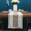 Bordslöpare med Tassel Natural Burlap Boho för höstbröllopsfest Picknick hem Kök matbordsdekor