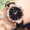 New Luxury Women's Watch Roman Starry Dial Versatile Leather Strap Quartz Ladise Clock Relojes Para Mujer