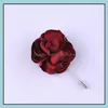 Pins broches sieraden lint rapel bloem roos handgemaakte boutonniere broche pin heren accessoires pins 0405wh drop levering 2021 3QY5Q