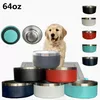 Dog Bowls 32oz 64oz Stainless Steel Tumblers Double Wall Pet Food Bowl Large Capacity 64 oz Pets Supplies Mugs F0427