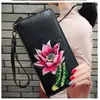 Portefeuilles dames portemonnee gemaakt van lederen echte portemonnee vrouwen floral clutch geldtas lange vrouw portemonnees