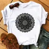 Tops para mujer, ropa de calle, estilo Harajuku, camiseta divertida para mujer, estampado gráfico de Mandala Kawaii, negro para mujer