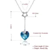Äkta Menrose S925 Sterling Silver Heart Crystal Pendant Necklace Sapphire Blue and Gold 2 Colors Fashion Trends Jewel Gift FO2582