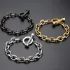 Catena a maglie Oro Nero Acciaio inossidabile Uomo a portata di mano Bracciali Homme Uomo Braccialetti per uomo Gioielli maschili Regali FidanzatoLink Lars22