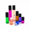 50pcs/lote 1ml 2ml 3ml 5ml 10ml Rolo de perfume colorido na garrafa com vidro/rolo de metal DoTERRA Óleo essencial frascos finos 220711