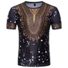 Mężczyźni Koszulka z krótkim rękawem Afryki Ubrania 2022 Moda Splash Ink Dashiki Drukuj Sukienka Koszula Streetwear Topy Trójniki Koszulki męskie