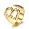 Anéis de casamento cor de ouro anel inicial de letra A-Z para mulheres Signo de capital de meninas