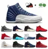 남자 농구화 jumpman 12 12s Utility University Gold Indigo Reverse Flu Game Dark Concord Playoff 망 트레이너 야외 스포츠 스니커즈