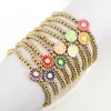 Catena a maglie 2022 Fiori a margherita colorati Dichiarazione di fascino del braccialetto di perline dorate per le donne Gioielli da spiaggia estivi della Corea Inte22