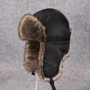 Bérets B-8540 hommes réglable oreille protection fourrure chapeau adulte chaud bombardier chapeaux coupe-vent russe Ushanka Ski casquettesbérets
