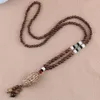 Pendant Necklaces Vintage Bodhi Wood Bead Long Eiffel Tower Necklace Women Wooden Sweater Chain Cotton And Linen For Men WholesalePendant