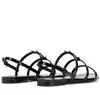 Lyx sommar Dam Cassandra Toe Platta Sandaler String Justerbart Spänne Metall Bokstäver Bröllopsklänning Skor Ankelrem Sandal