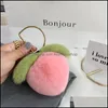 Keychains mode-accessoires nep konijn fur ball hartvormige pompom perzik ketting sleutelringen ballet angel girl girl girl pompon dames tas juweel