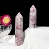 Natural Crystal Column Plum Tourmaline Arts Decoration Mineral Ore Healing Wand Chakra Energy Stone