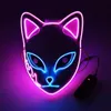 Feestmaskers Demon Slayer Fox Halloween Mask Japanse anime cosplay kostuum LED Masks Festival Leveringen FY7942 831