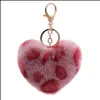 Key ringen sieraden luipaard liefde pluizige bal zacht en fuzzy pompom keyfobs houder lady mode hanger schattig hart pompoms sleutel dhuoj