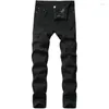 Mäns jeans 2022 Mens Sexiga hålbyxor Casual Summer Autumn Man Ripped Skinny Trousers Slim Biker Outwears Drak22