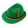 Berets Fashion Western -stijl voelde Fedora hoed brede veer Oktoberfest Duitse jazz hatberetten