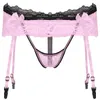 Women's Panties Gay Men Hollow Out Lace Skirted G-String Thongs Sexy Elastic Waist Crotchless Briefs T-Back Garter Belts Sissy UnderwearWome