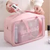 Borsa da viaggio portatile da donna di grande capacità, borsa da viaggio trasparente, impermeabile, per cosmetici, prodotti per la cura della pelle, borsa da viaggio portatile