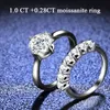 Classic Solitaire Round Brilliant Moissanite Engagement Ring 1 Carats 4 Prong Sterling Silver Rings For Women Promise Gift