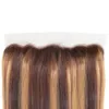 Cheveux humains brésiliens 4 27 couleur piano 4X4 fermeture à lacet 13X4 dentelle frontale avec poils de bébé 10-22 pouces P4/27 partie libre