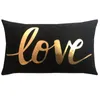 Black Golden Leaves Cushion Brozing Gold Foil Cushion Decorative Pillows Home Decor Throw Pillow Almofadas Decorativas Para Sofa 220816