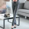 Naviu mode femmes pantalons grande taille Occupation OL printemps automne coréen bureau dames mince taille moyenne gris foncé pantalon 220325