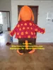 Costume da bambola mascotte Abbastanza arancione cucciolo di cane cagnolino costume mascotte vestito operato con camicia rossa arancione pantaloni lunghi marroni bocca grande globo pancia