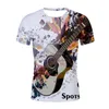 Мужские футболки мужские футболки Музыкальный инструмент 3D печать гитара графическая юмористическая уличная комната футболка для мужчин мода прохладная одежда