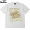 Män hiphop streetwear överdimensionerad t-shirt rolig björnbrev tryckt t shirt harajuku bomull lös tshirt sommar kort ärm 220621