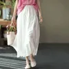 2021 autumn new casual temperament double layer cotton and linen skirt ladies large skirt pure color and elegant long skirt wome L220725