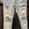 20ss Hm001 Designer Distressed Ripped Biker Slim Fit Motorcycle for s Top Quality Jean Mans Pour Hommes