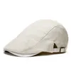 Men Berets British Cotton Linen Beret Autumn Flat Cap Boina Breathable Simple Casual Barett Forward Hat Versatile Newsboy Hats B8039