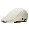 Bérets pour hommes Béret en coton et lin britannique Automne Casquette plate Boina Respirant Simple Casual Barett Forward Hat Polyvalent Newsboy Chapeaux B8039