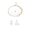 Kedjor YHPUP Rostfritt stål smycken Elegant naturlig pärlkedja halsband Temperament Metal Gold Choker Bijoux Femmechains