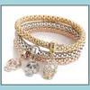 Bedelarmbanden sieraden 3 stks/set elastische kristallen armband diamant hart kroonboom van leven skl vlinder bangle manchet sets epacket drop deliv