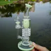 Unique Ratchet Barre Perc Inverted Showerhead Hookahs Torus Bongs 14mm Female Joint Thick Glass Bong Oil Dab Rigs Colored Water Pipes With Bowl YQ02