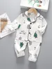 ToDdler Boys Tree Letter Graphic Satin PJ مجموعة