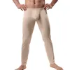 Men's Sleepwear Mens Sleep Bottoms Sexy Erotic Big Pouch Pants Ice Silk Ultra-thin See Through Trousers Gay Legging Lounge SleepwearMen's