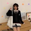 Kläder sätter preppy pullover jk tröja lösa avslappnade långa ärmar 2022 japansk student långärmad stickad v-hals skol uniformkläder