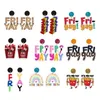 Akrylowy friyay stadningi Kobiety Kobiety Leopard Flamingo Lipstick Fries Rainbow Kolorowe litery Miłość Heart Drope Earring Donngles Fashion Animal Jewelry Akcesoria