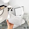 2024shoulder Bags 5a Quality Women Mini Nylon Handbags Pink Light Green Black White Rhinestone Purses Designer Shoulder Crossbody Bag Multi Pochette