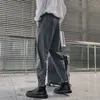 Design mannen broek met riem lente zomer verticale taps toelopende anklellengte broek elastische taille mode man jogger harem pant 220816