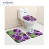 3pcs Purple Ball Flower Banyo ванная комната туалет U Bath Set Non Slip Pad Tapis Salle de Bain Alfombra Bano 200925