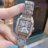 Top Sellingsuper Femme Montres-bracelets 43 mm / 32 mm Bordure en diamant Cadran gris Mouvement à quartz japonais Acier 316L / Or rose Deux tons Mode Femmes montres