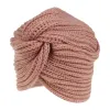 Women Knot Twist Turban pannband Cap Autumn Winter Warm Headwear Casual Streetwear Kvinna Muslimska indiska hattar