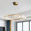 Lampadario di cristallo moderno 220v Lampade a sospensione per soggiorno nuovo design mobius anello decorazione della casa apparecchi di illuminazione per interni soffitto oro