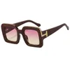 Sonnenbrille Rechteck Marke Modetrend Quadratmänner Frau Spiegel schwarzer Verlaufsbrille Big Frame Moderne Vintagesunglasses